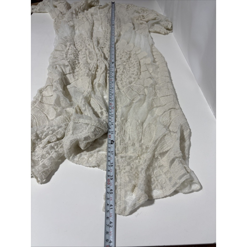 Rebellion Womens Cardigan Small Ivory Lace Duster Robe Beach Cover Y2K - Picture 9 of 9